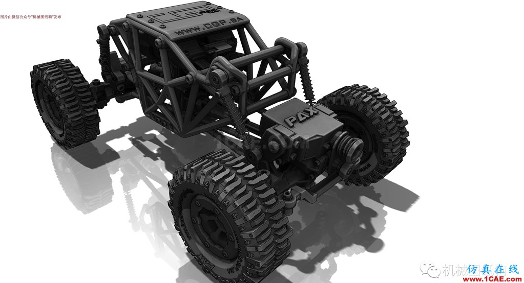 【RC遙控車(chē)】遙控大腳攀爬模型車(chē)3D圖紙 SOLIDWORKS設(shè)計(jì)solidworks simulation分析案例圖片2